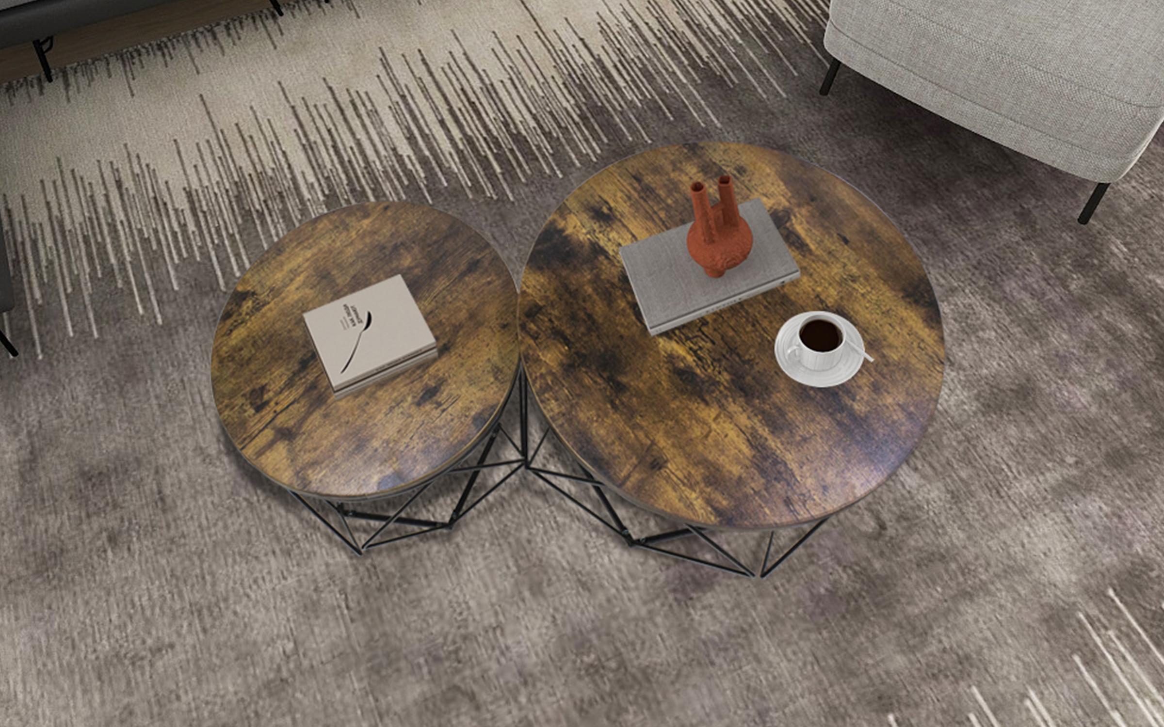 Set masute de cafea Lola, nuc + negru  2